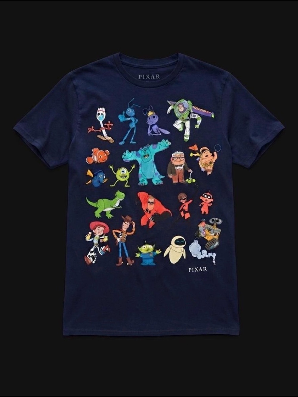 Pixar Navy Graphic T-Shirt Small Disney Movie Character Print Tee